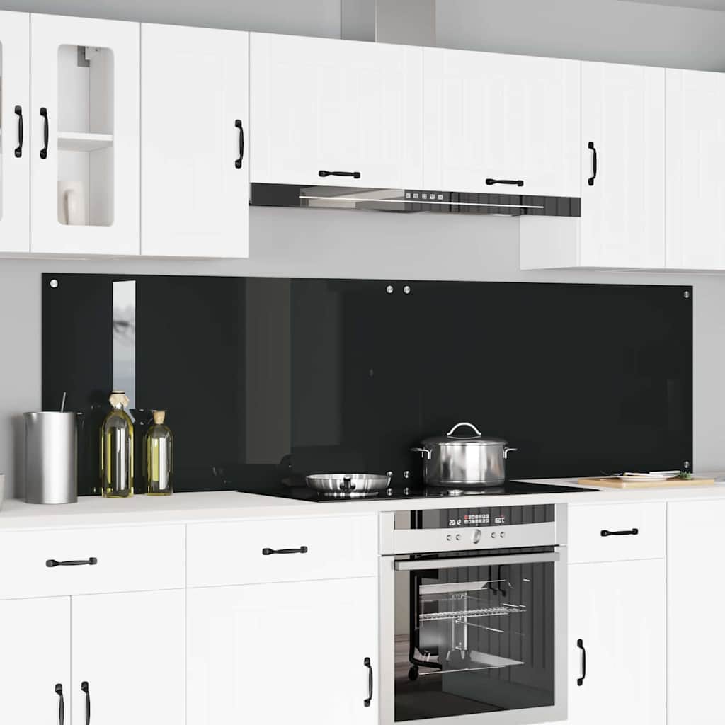 Vidaxl keuken spatscherm 2 pcs zwart 110 x 60 cm gehard glas