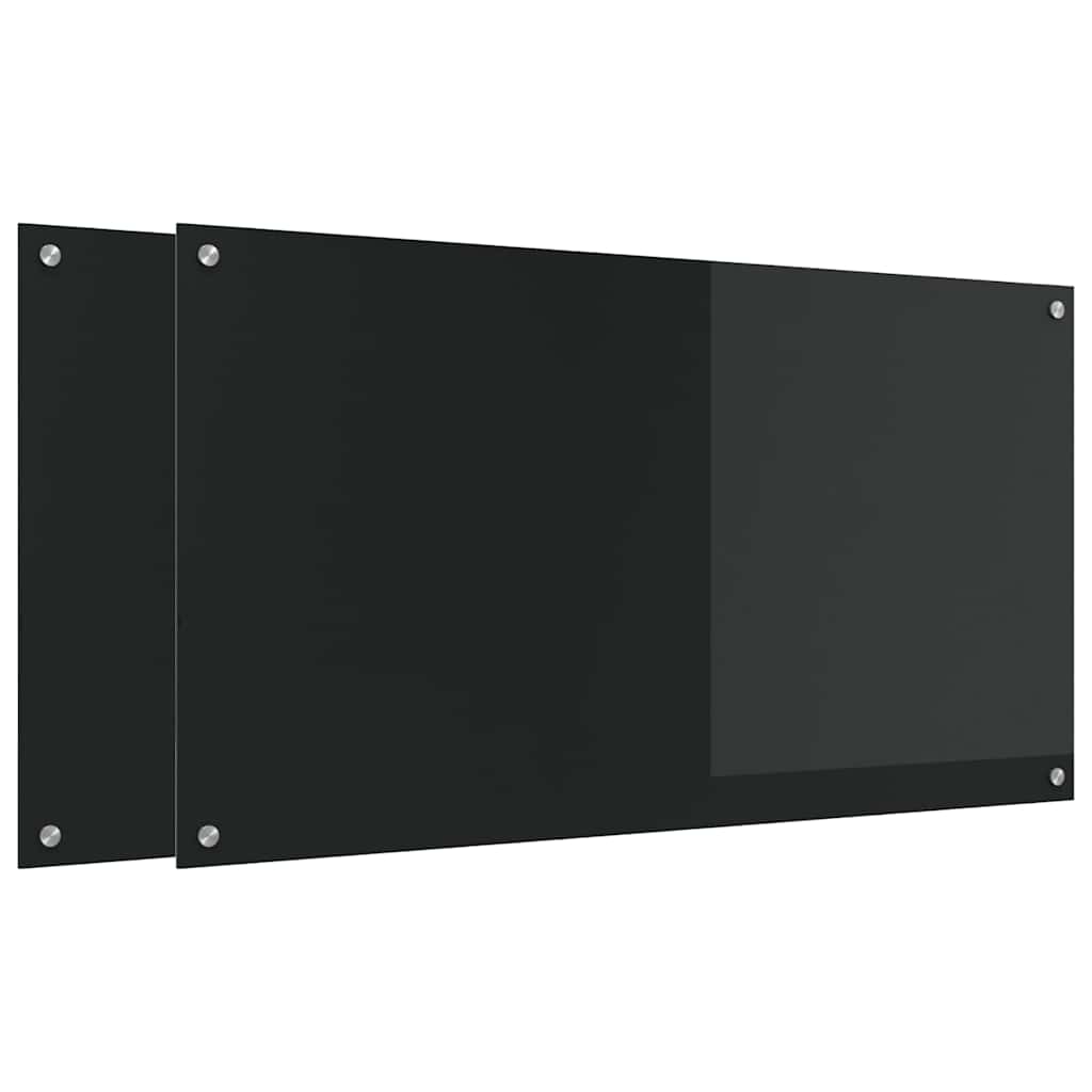 Vidaxl keuken spatscherm 2 pcs zwart 110 x 60 cm gehard glas