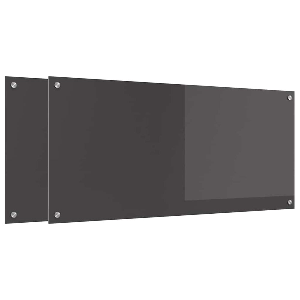 Vidaxl keuken spatscherm 2 pcs donkergrijs 110 x 50 cm gehard glas