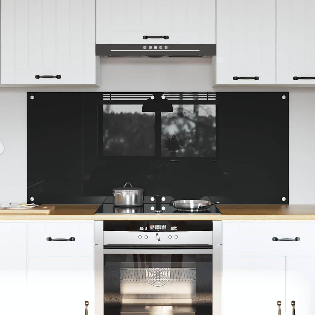 Vidaxl keuken achterwand 2 pcs zwart 70 x 60 cm gehard glas