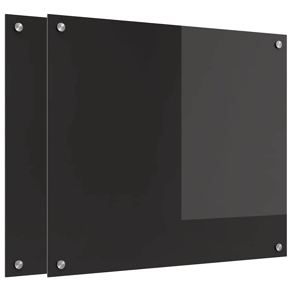Vidaxl keuken achterwand 2 pcs zwart 70 x 60 cm gehard glas