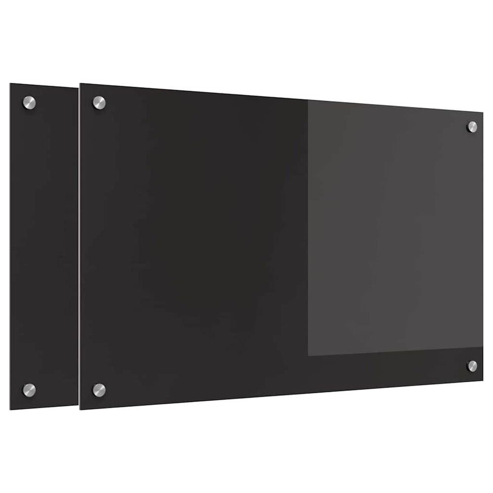 Vidaxl keuken achterwand 2 pcs zwart 80 x 50 cm gehard glas