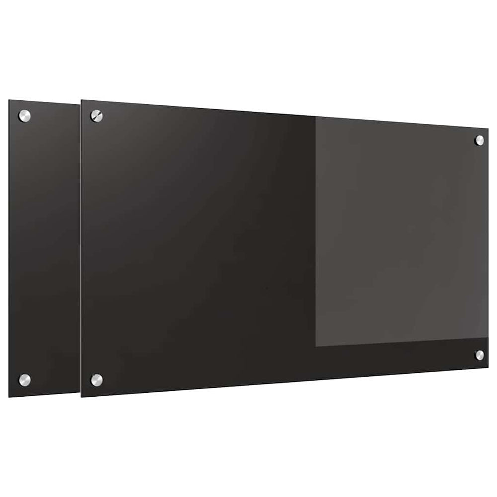 Vidaxl keuken achterwand 2 pcs zwart 90 x 50 cm gehard glas