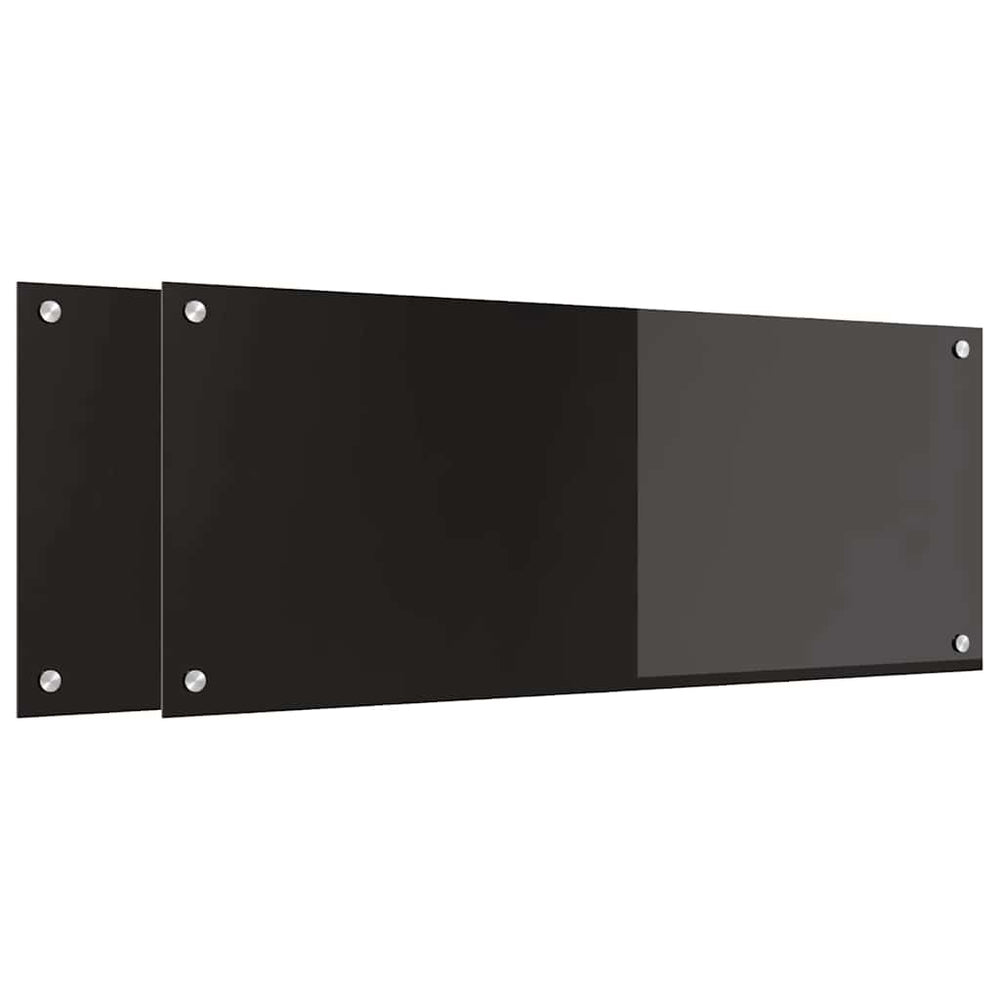 Vidaxl keuken achterwand 2 pcs zwart 100 x 40 cm gehard glas