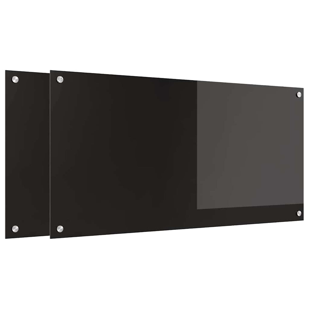 Vidaxl keuken achterwand 2 pcs zwart 100 x 50 cm gehard glas