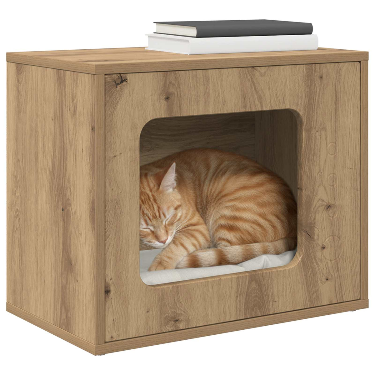 Vidaxl kattenhuis ambachtelijk eiken 51 x 30 x 42,5 cm bewerkt hout