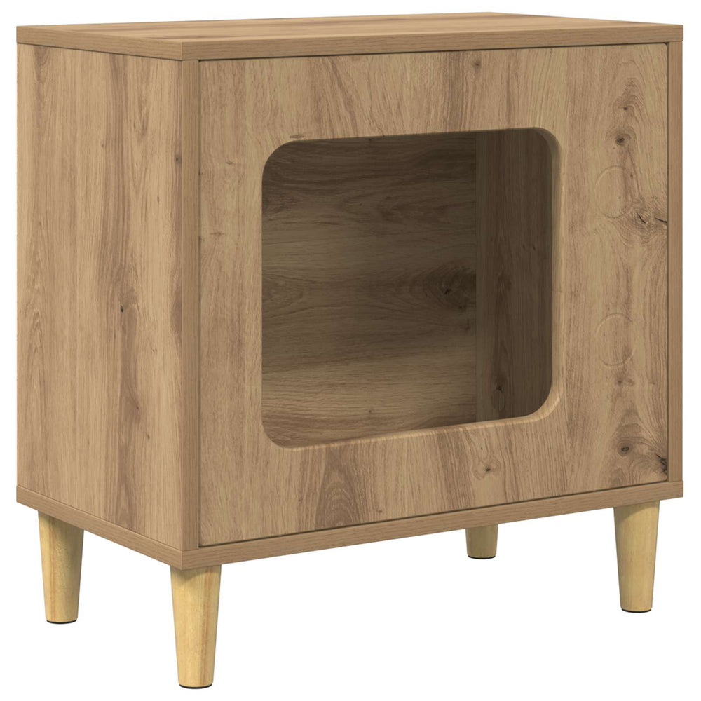 Vidaxl kattenhuis ambachtelijk eiken 51 x 30 x 52 cm bewerkt hout
