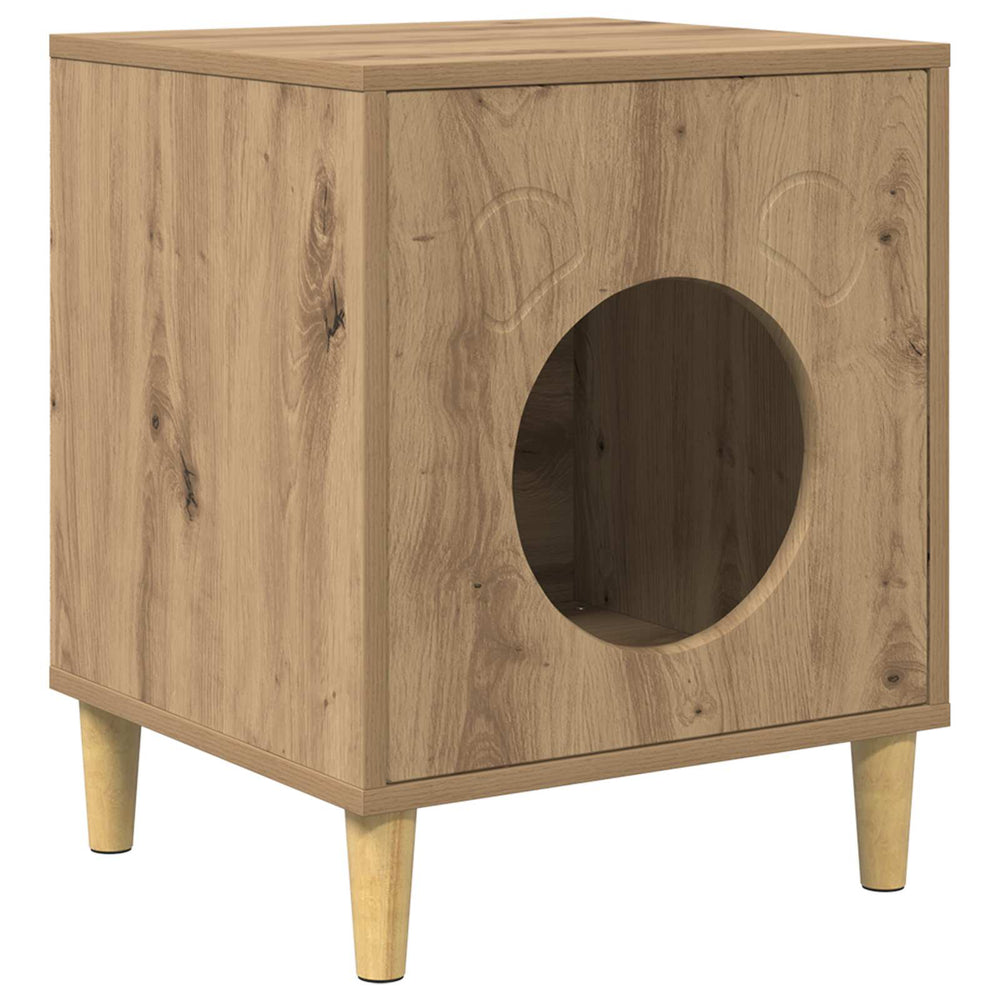 Vidaxl kattenhuis ambachtelijk eiken 42,5 x 40 x 53 cm bewerkt hout
