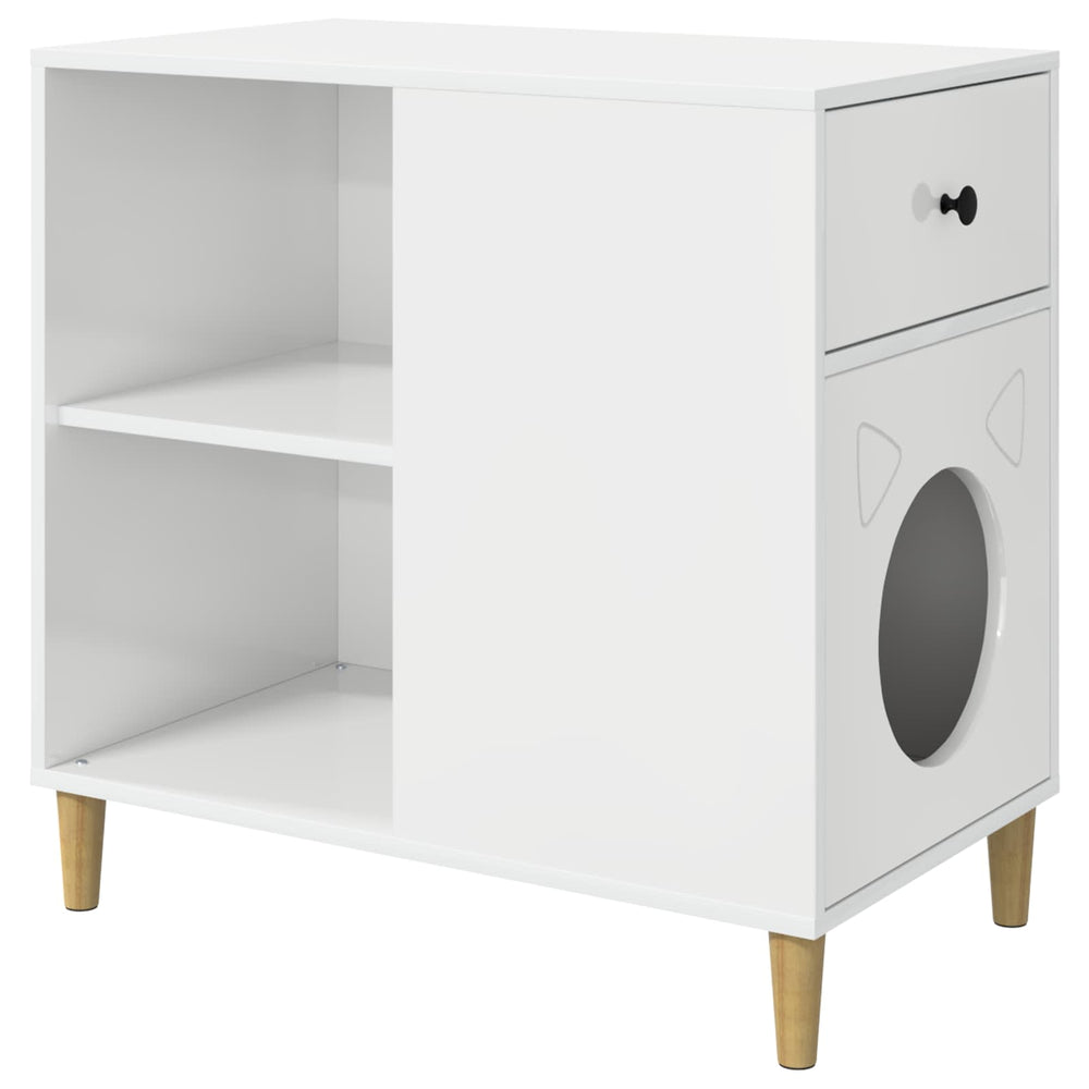 Vidaxl kattenhuis glanzend wit 72 x 42,5 x 70 cm bewerkt hout