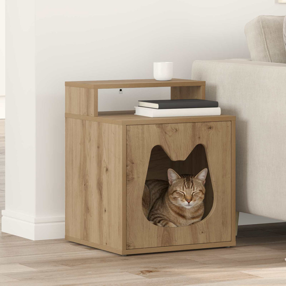 Vidaxl kattenhuis ambachtelijk eiken 42,5 x 40 x 53,5 cm bewerkt hout