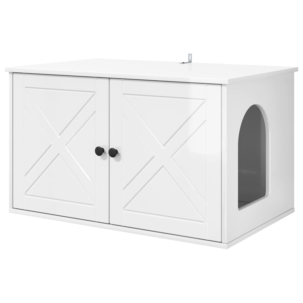 Vidaxl kattenhuis glanzend wit 85 x 55 x 50 cm bewerkt hout