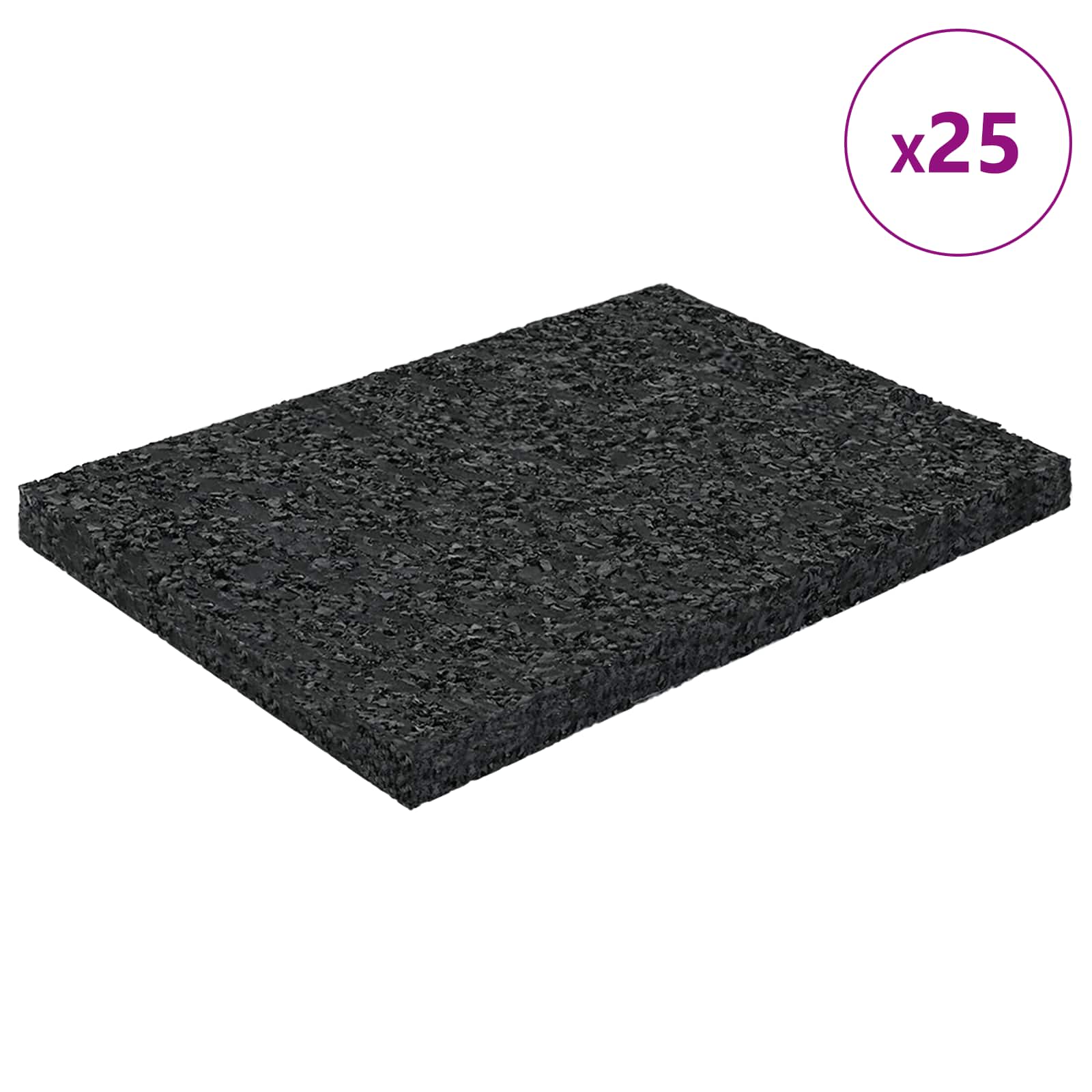 Vidaxl rubber granulaat patio pad zwart 6 x 9 x 0,6 cm rubber