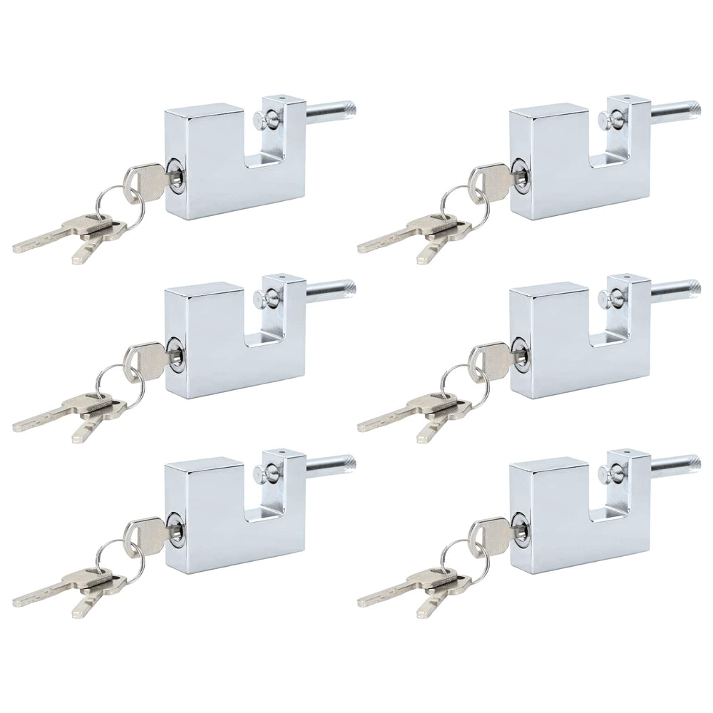 Vidaxl hangslot 6 pcs zilver 6 x 2 x 4,5 cm ijzer