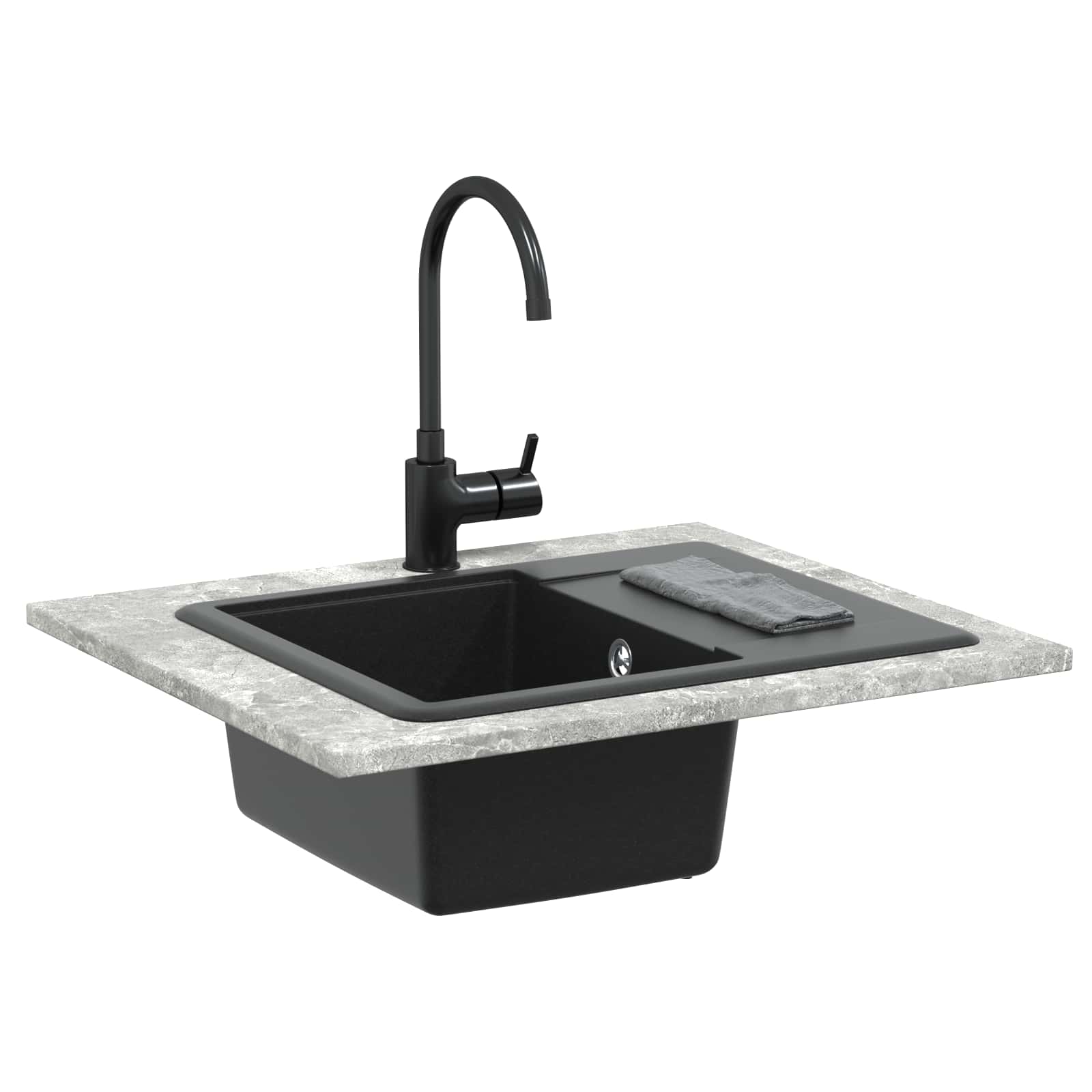 Vidaxl wasbak 80% kwarts en 20% hars 560 x 460 mm zwart
