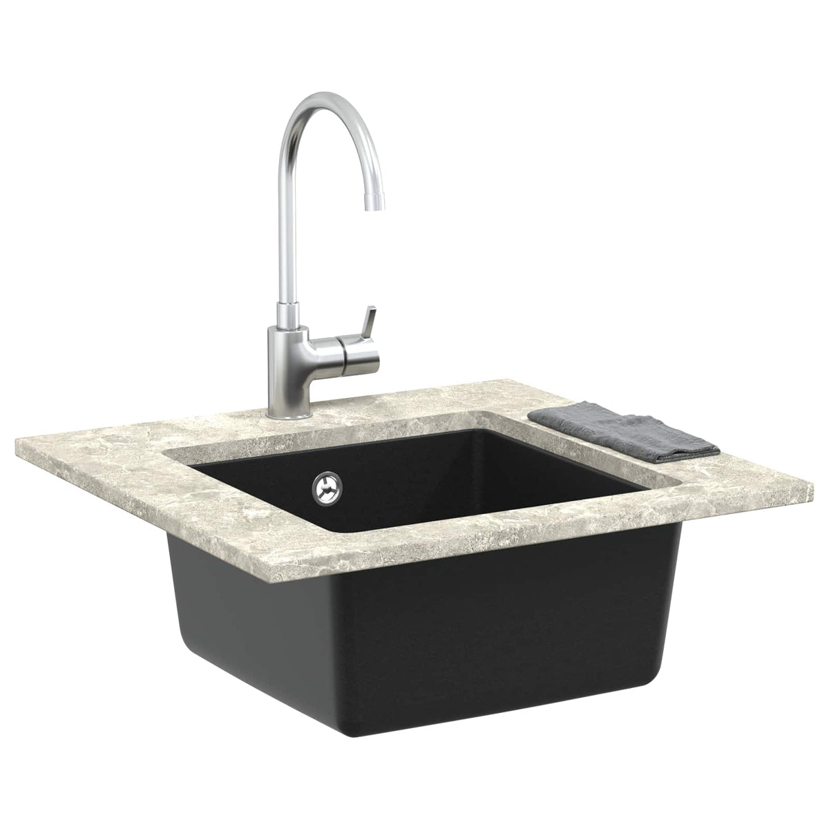 Vidaxl wasbak 80% kwarts en 20% hars 430 x 460 mm zwart