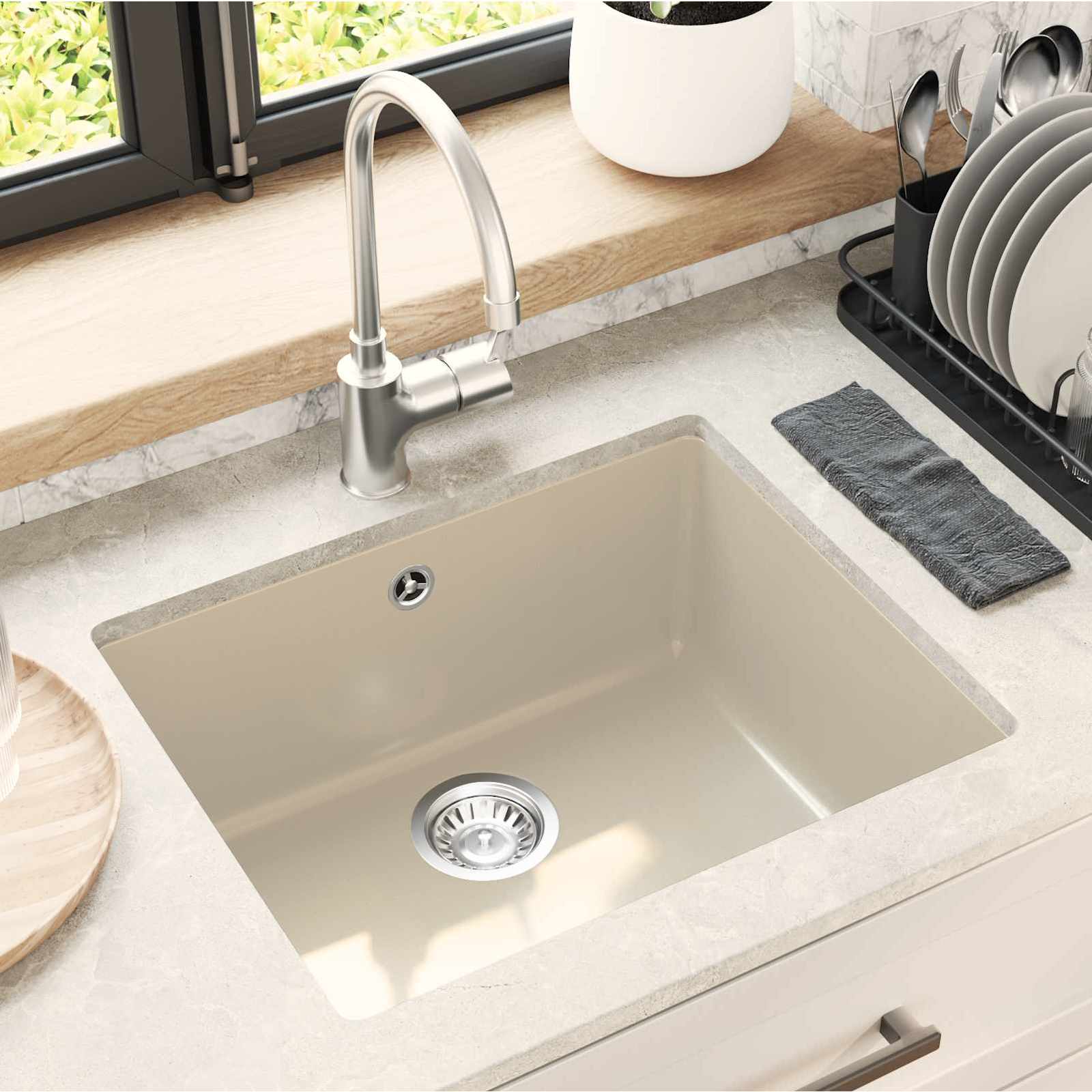 Vidaxl wasbak 80% kwarts en 20% hars 530 x 460 mm beige