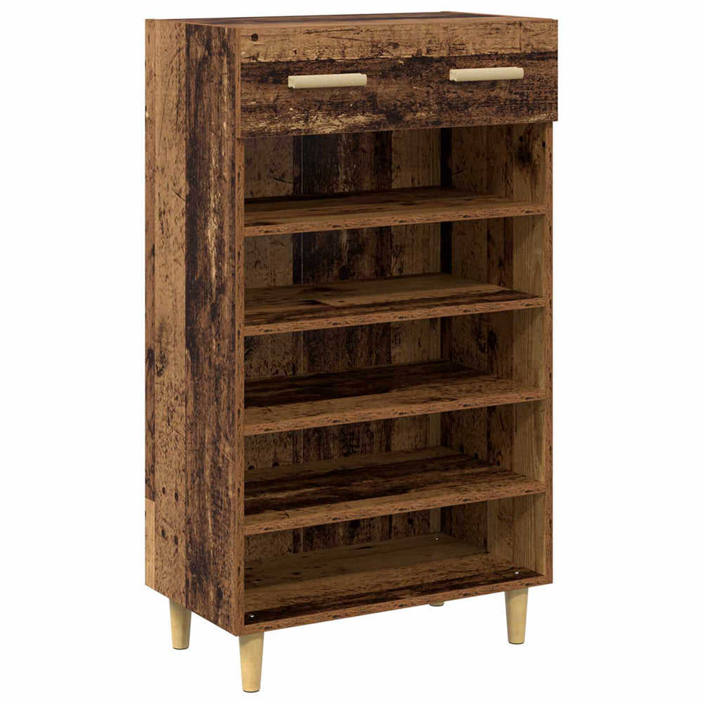 Vidaxl schoenenkast met lade oudhout 60 x 35 x 105 cm bewerkt hout