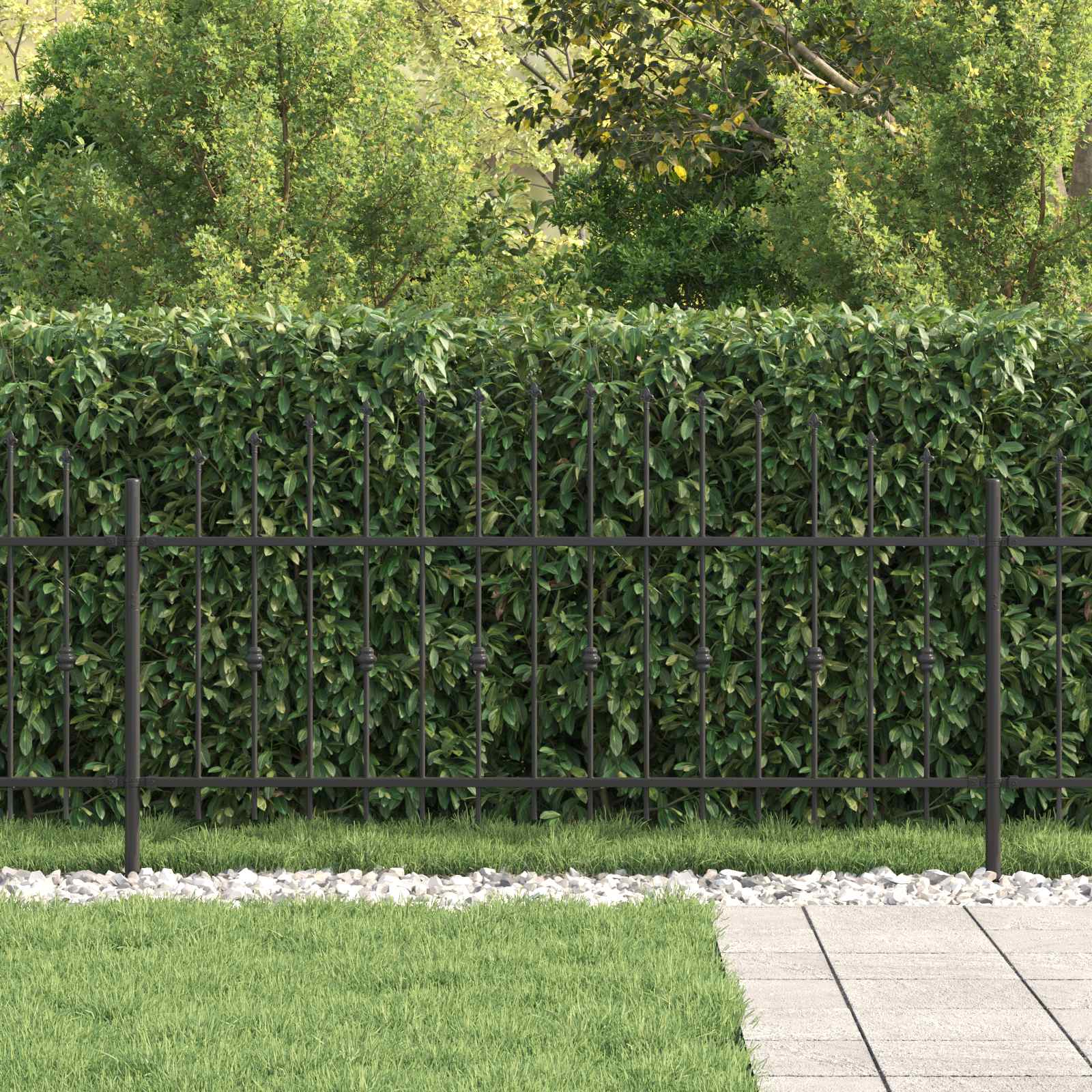 Vidaxl spike fence zwart 200 x 130 cm gepoedercoat staal