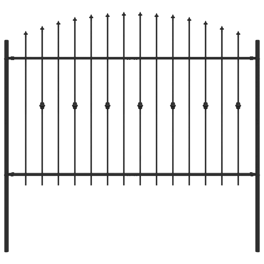 Vidaxl spike fence zwart 200 x 130 cm gepoedercoat staal