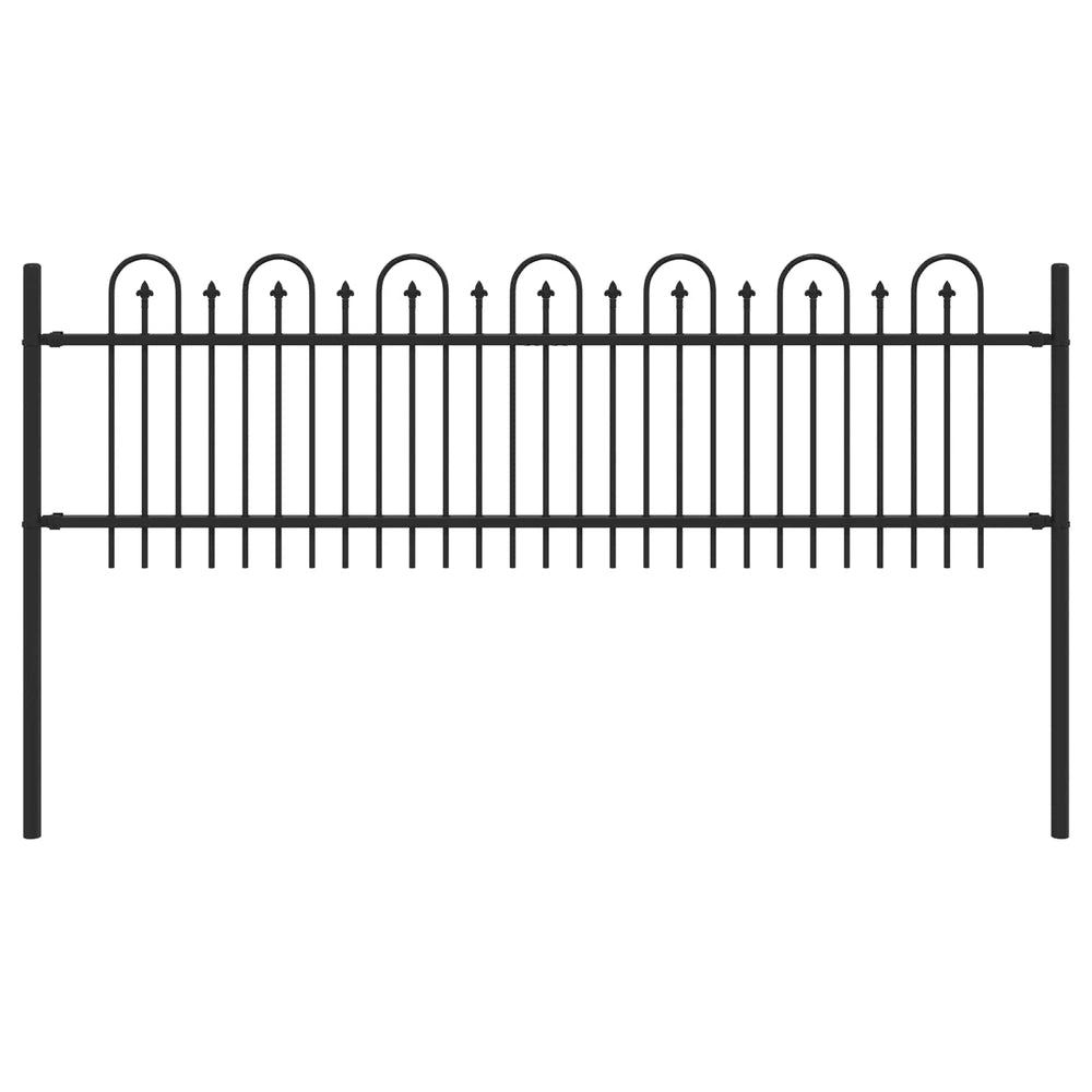 Vidaxl spike boog hek zwart 200 x 130 cm gepoedercoat staal