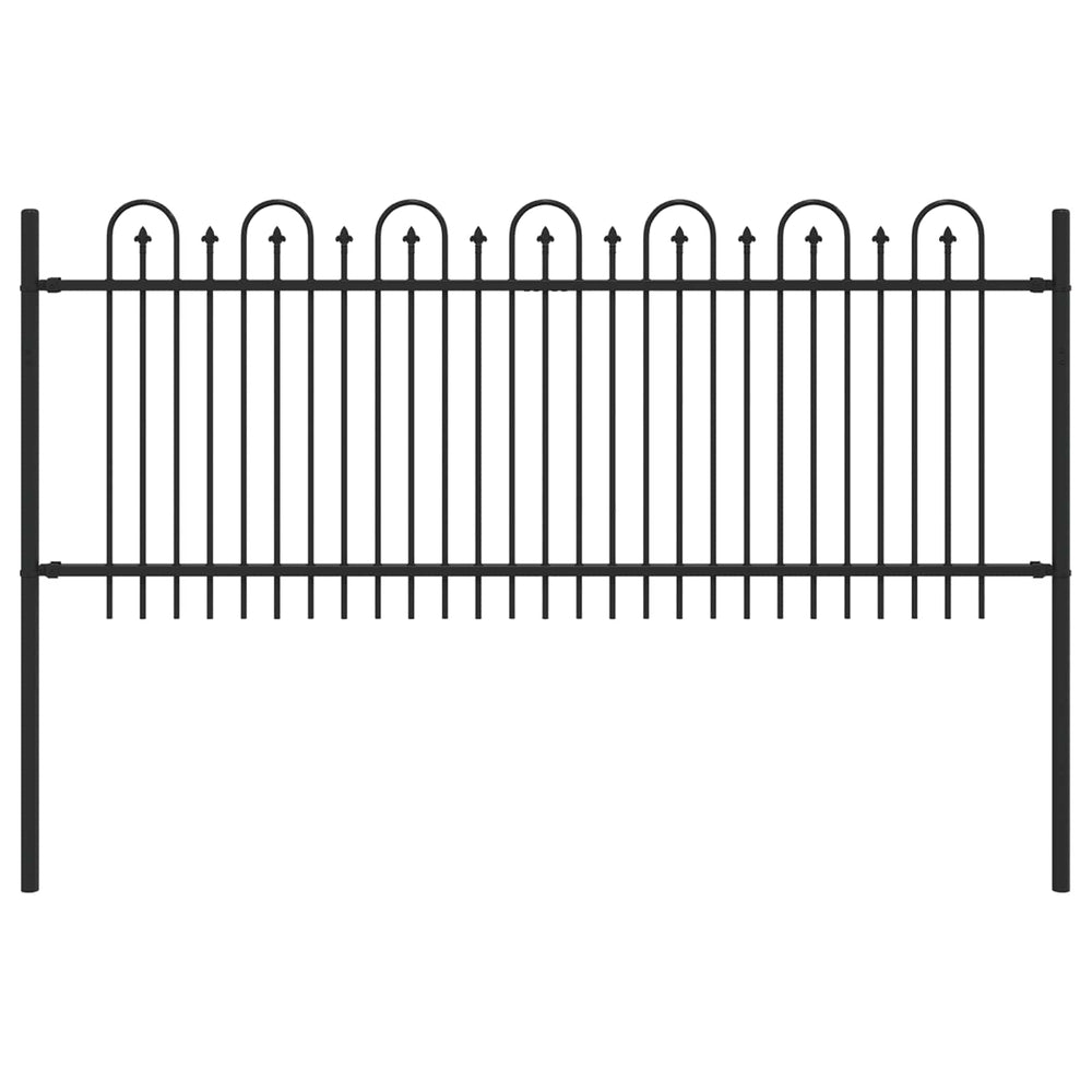 Vidaxl spike boog hek zwart 200 x 130 cm gepoedercoat staal