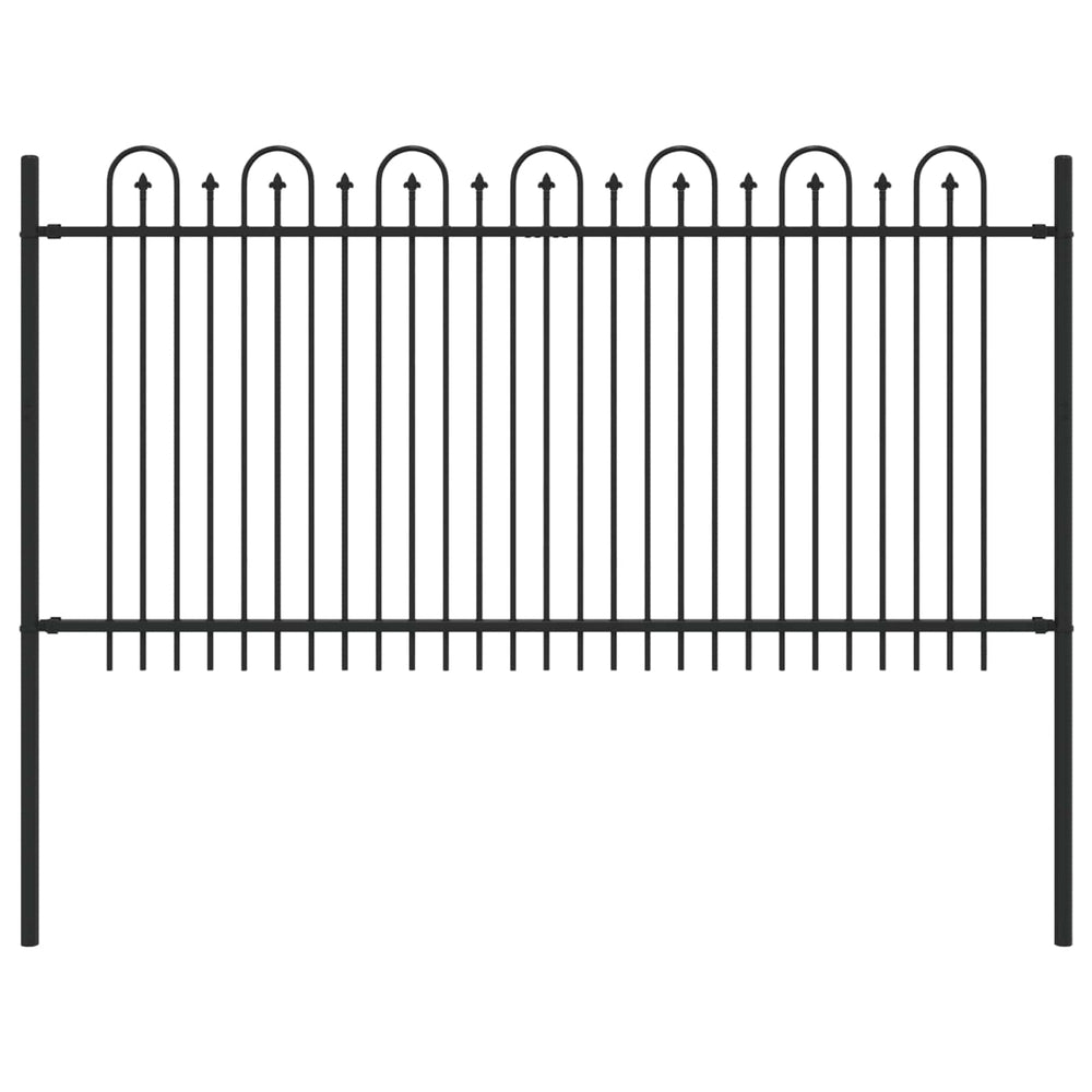 Vidaxl spike boog hek zwart 200 x 150 cm gepoedercoat staal
