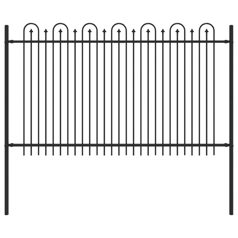 Vidaxl spike boog hek zwart 200 x 130 cm gepoedercoat staal