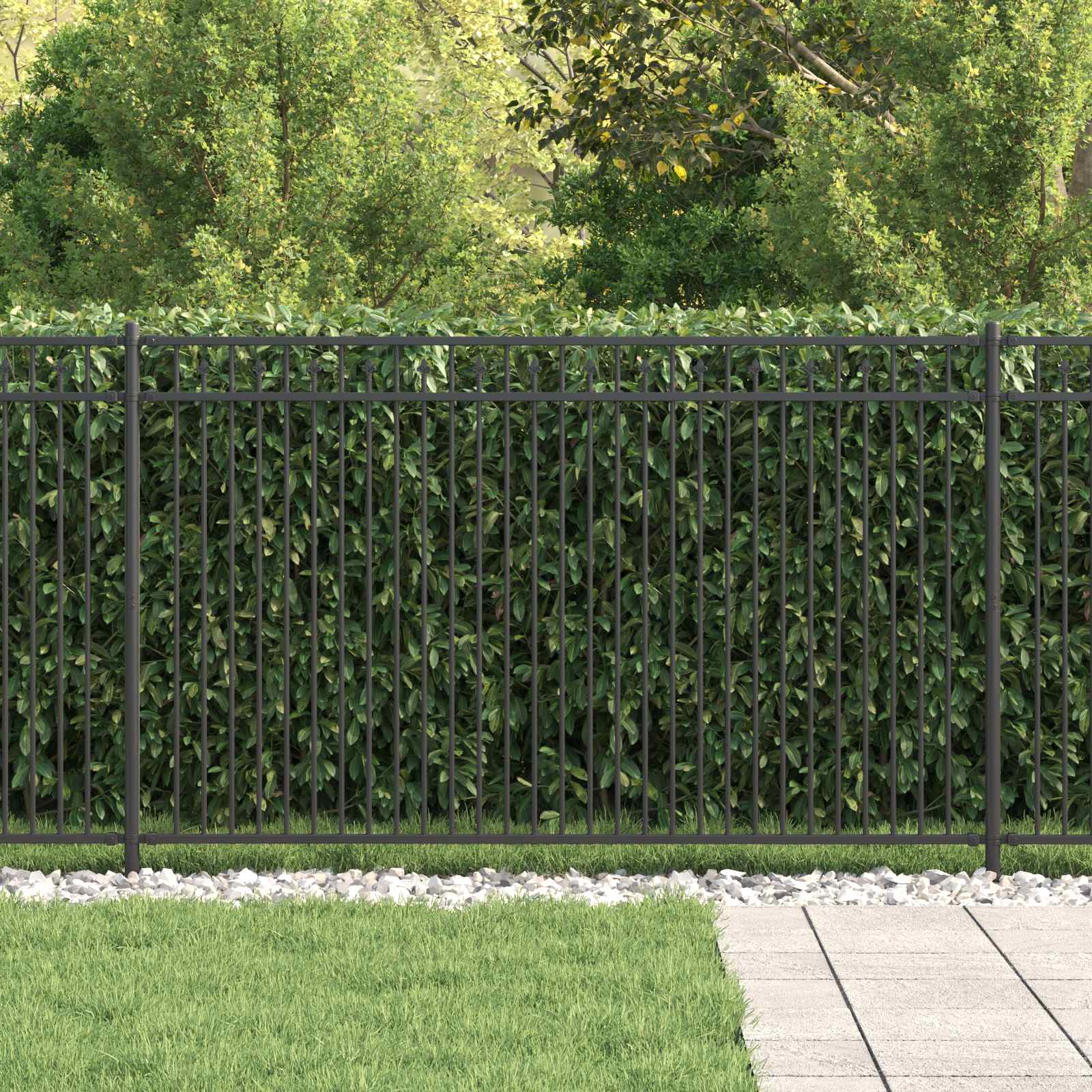 Vidaxl spike hek zwart 200 x 166 cm gepoedercoat staal