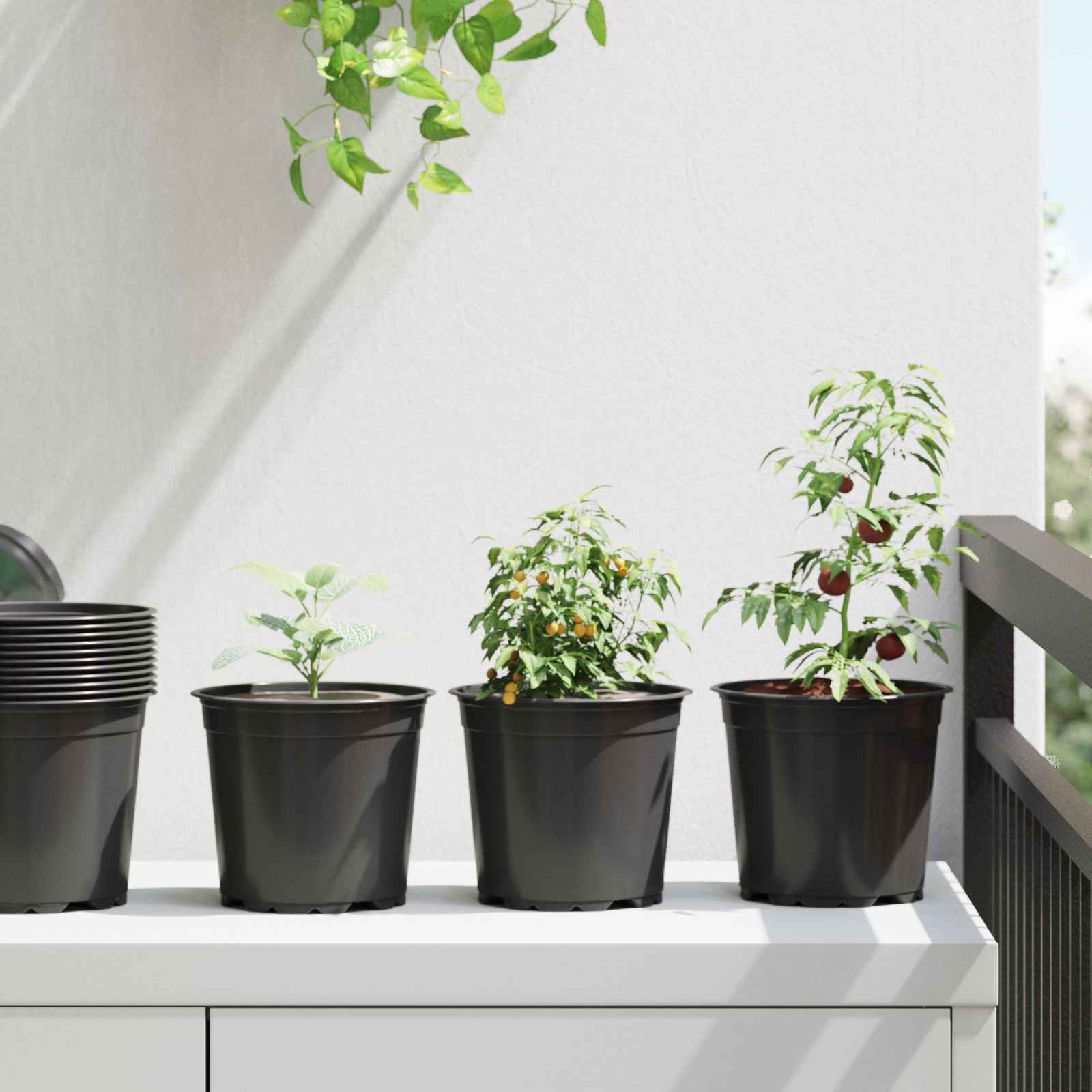 Vidaxl bloempot 200 pcs zwart ø 15 x 13 cm kunststof