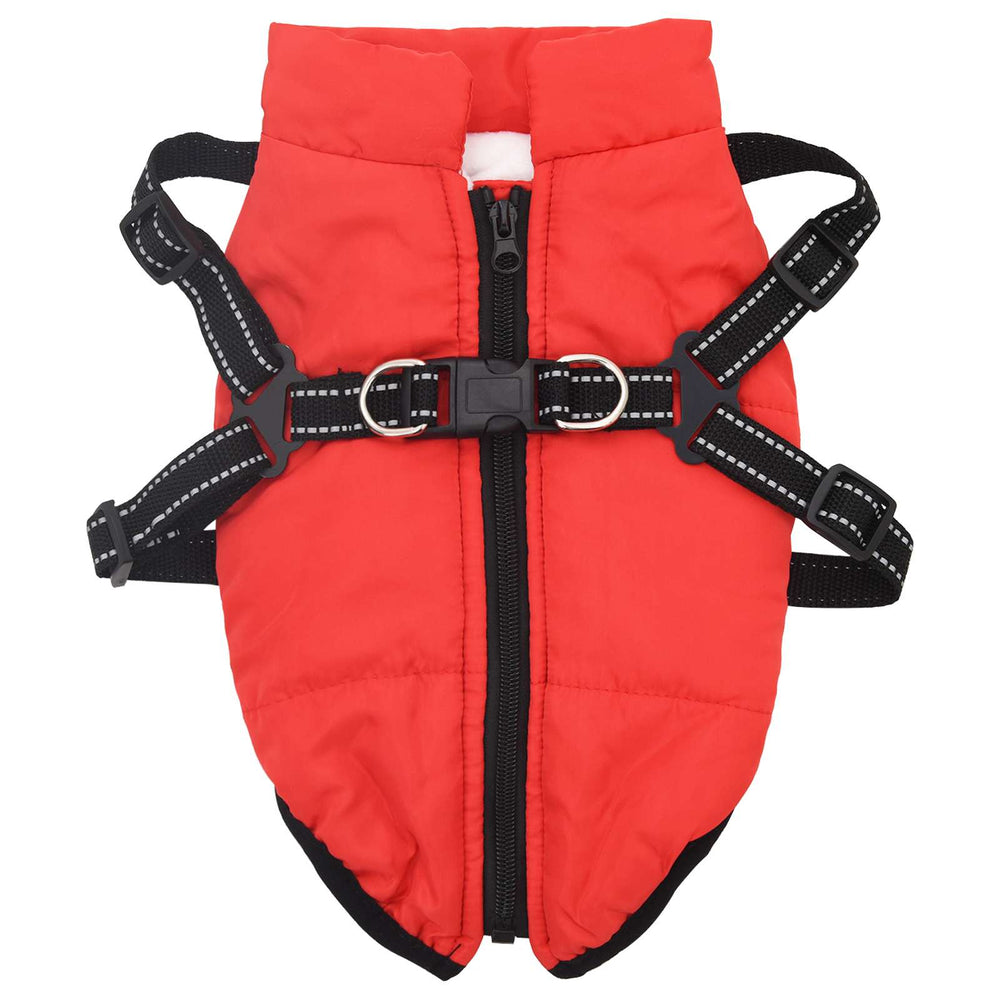 Vidaxl hondenjas met harnas rood xl fleece en polyester