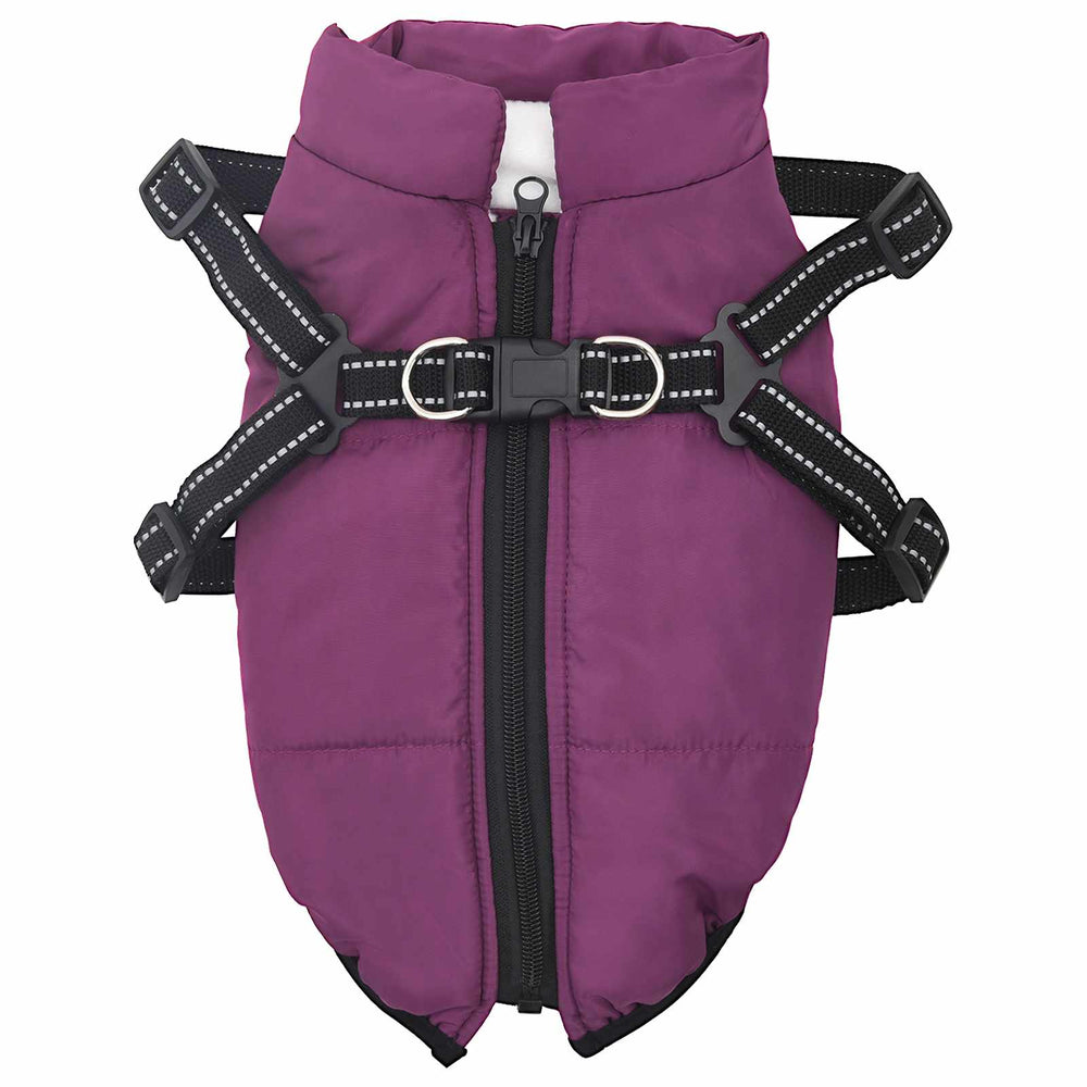 Vidaxl hondenjas met harnas paars 2xl fleece en polyester