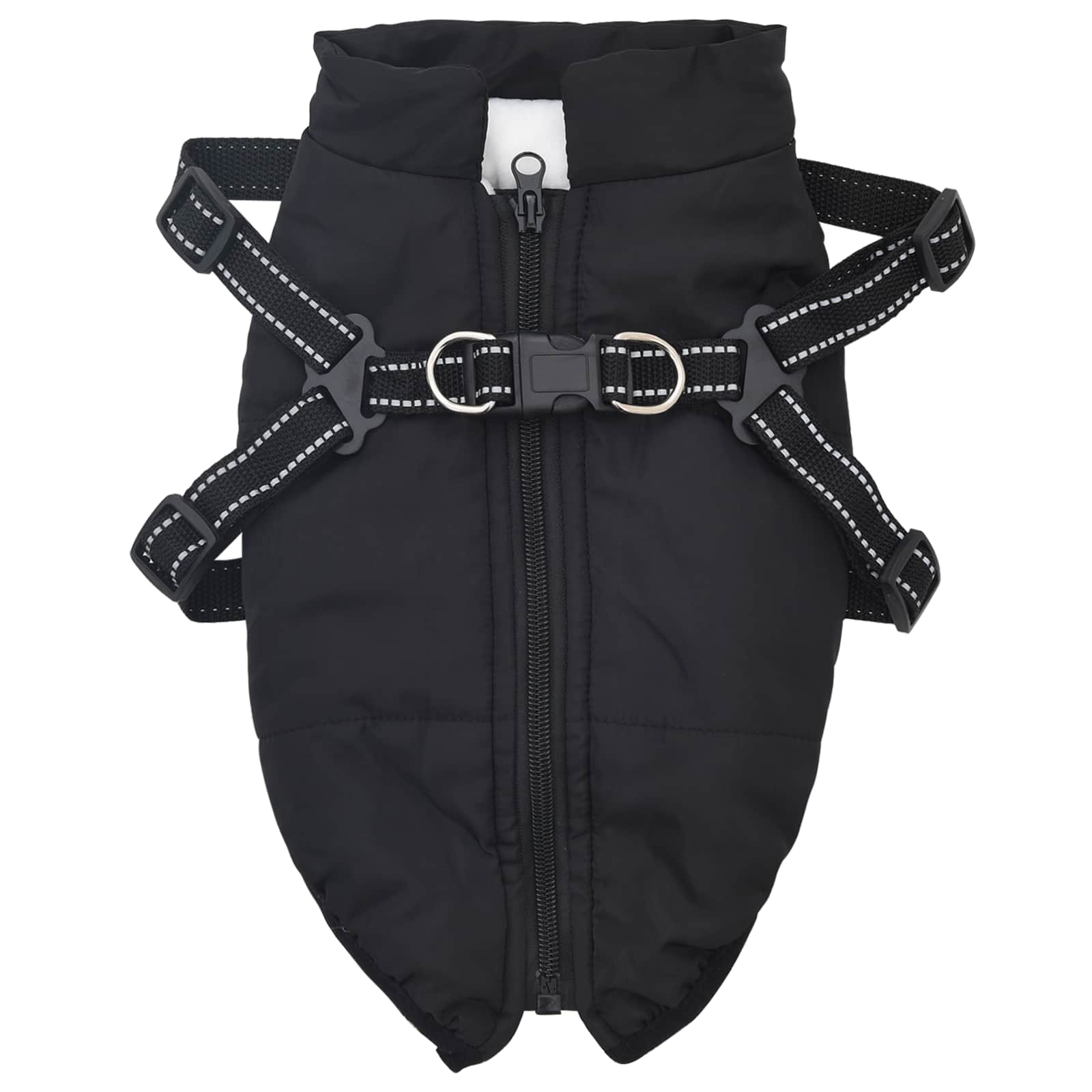 Vidaxl hondenjas met harnas zwart 2xl fleece en polyester