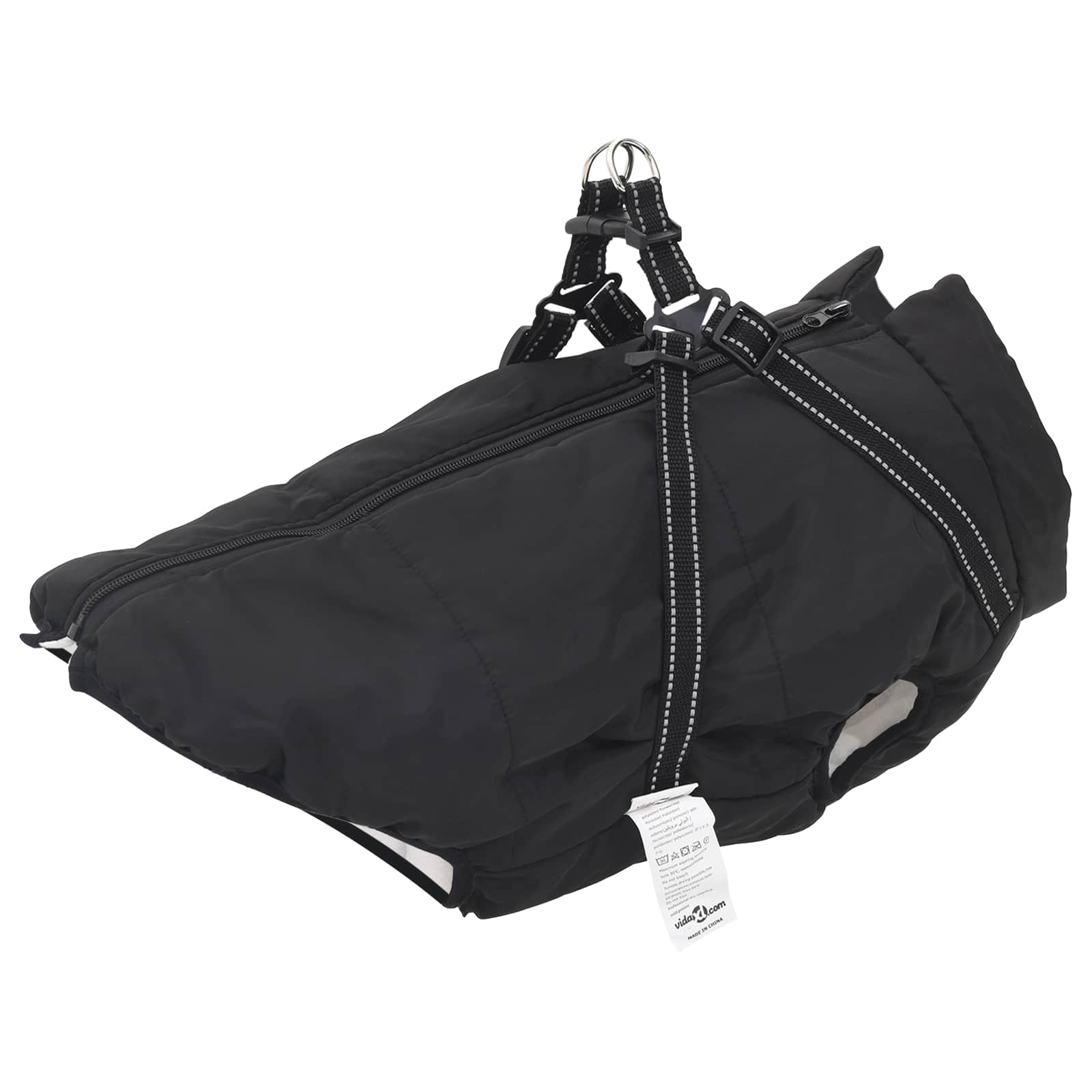 Vidaxl hondenjas met harnas zwart 5xl fleece en polyester