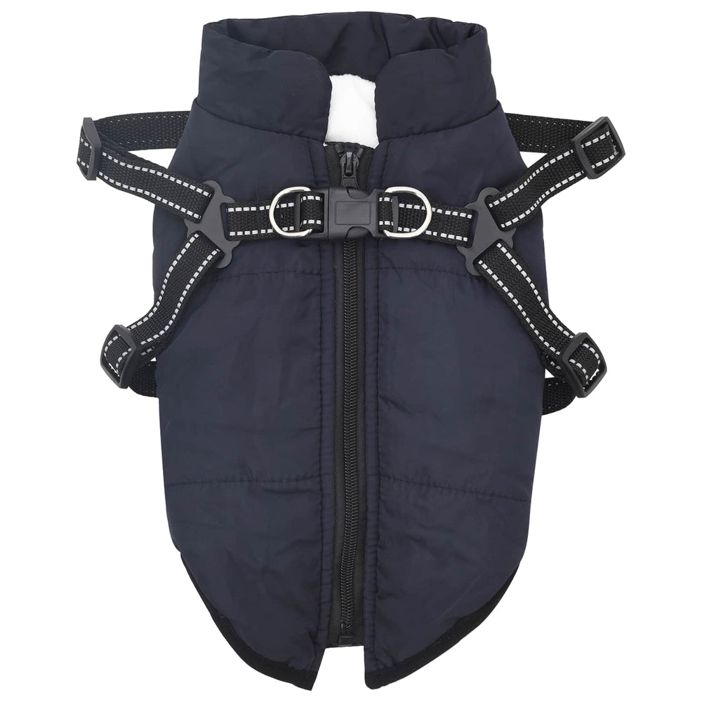Vidaxl hondenjas met harnas marineblauw s fleece en polyester