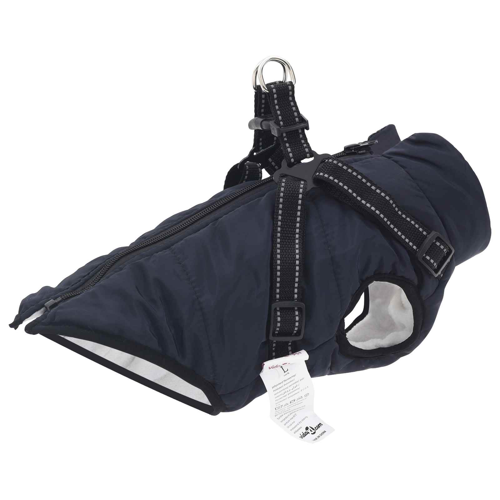 Vidaxl hondenjas met harnas marineblauw 2xl fleece en polyester