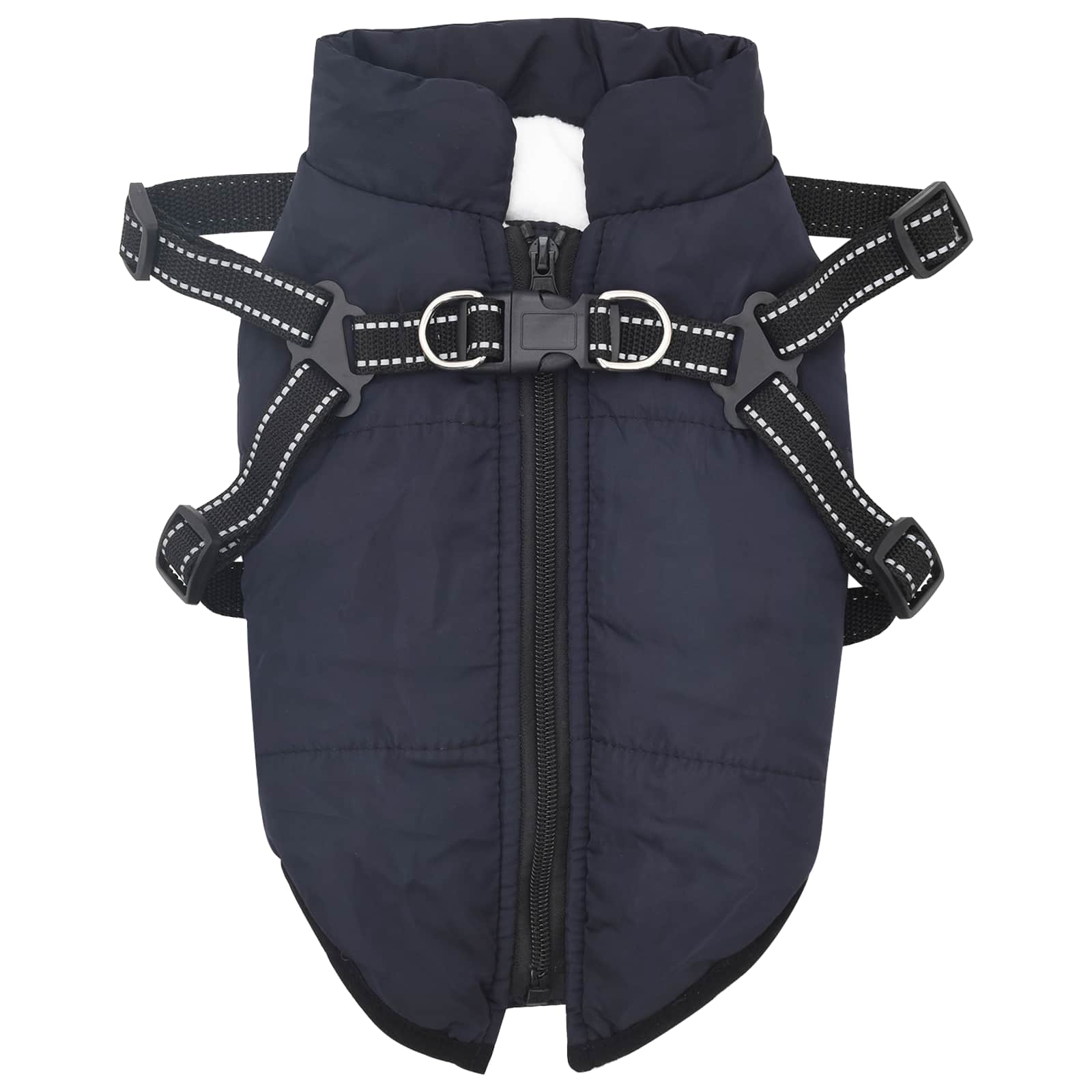 Vidaxl hondenjas met harnas marineblauw 2xl fleece en polyester