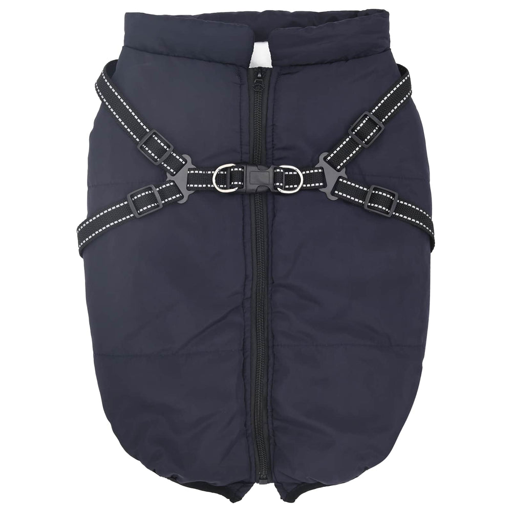 Vidaxl hondenjas met harnas marineblauw 3xl fleece en polyester