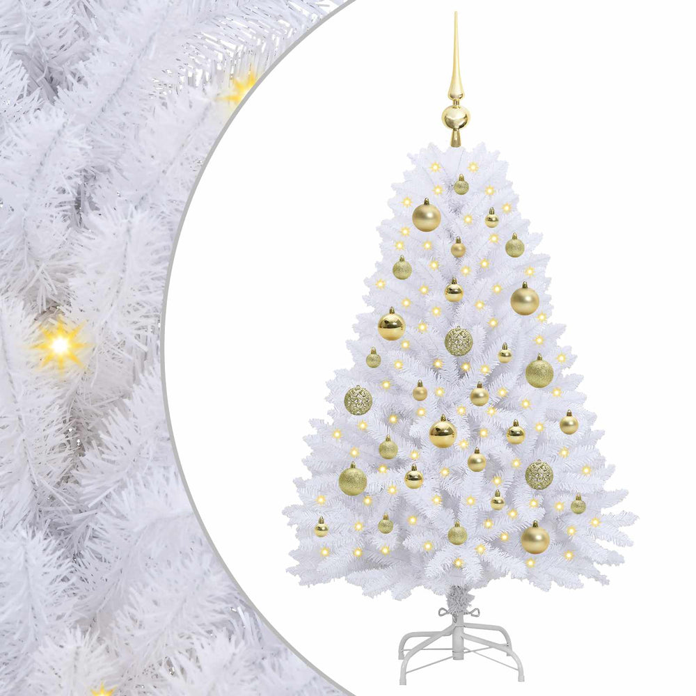 Vidaxl kunstmatige inklapbare kerstboom wit 120 cm pvc en staal