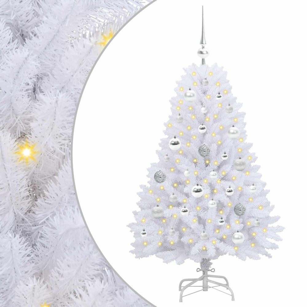 Vidaxl kunstmatige inklapbare kerstboom wit 120 cm pvc en staal