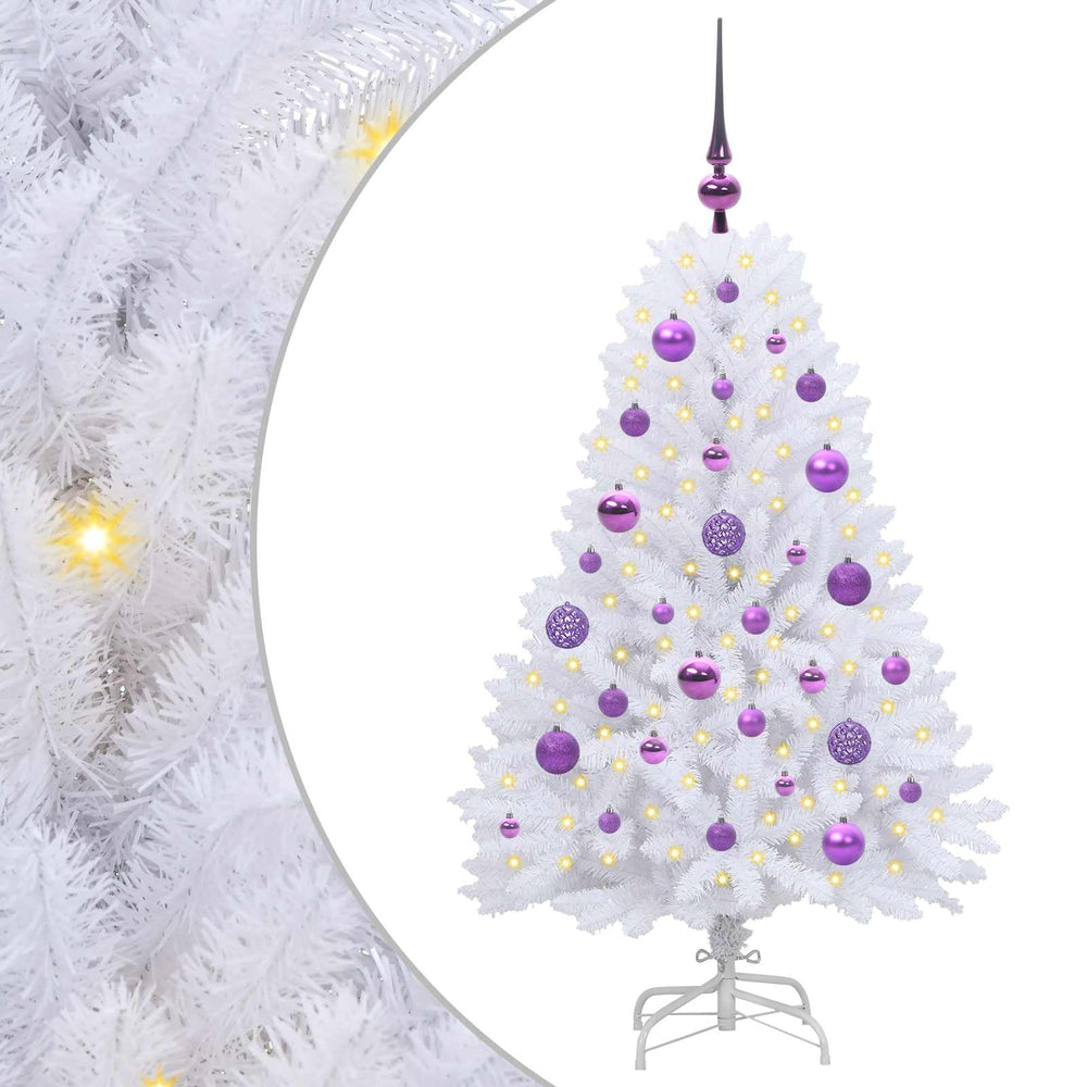 Vidaxl kunstmatige inklapbare kerstboom wit 120 cm pvc en staal