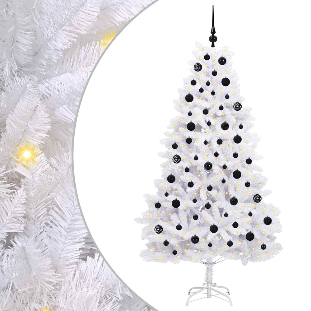 Vidaxl kunstmatige inklapbare kerstboom wit 180 cm pvc en staal