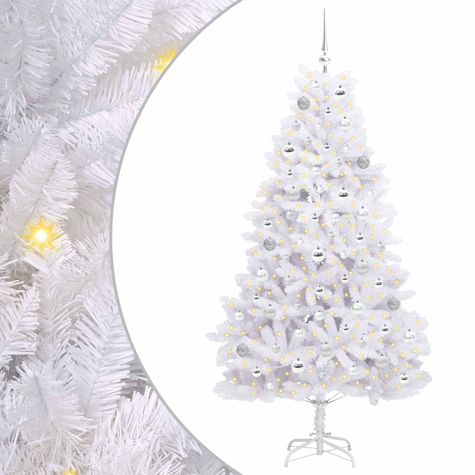 Vidaxl kunstmatige inklapbare kerstboom wit 180 cm pvc en staal