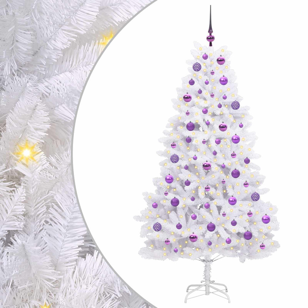 Vidaxl kunstmatige inklapbare kerstboom wit 180 cm pvc en staal