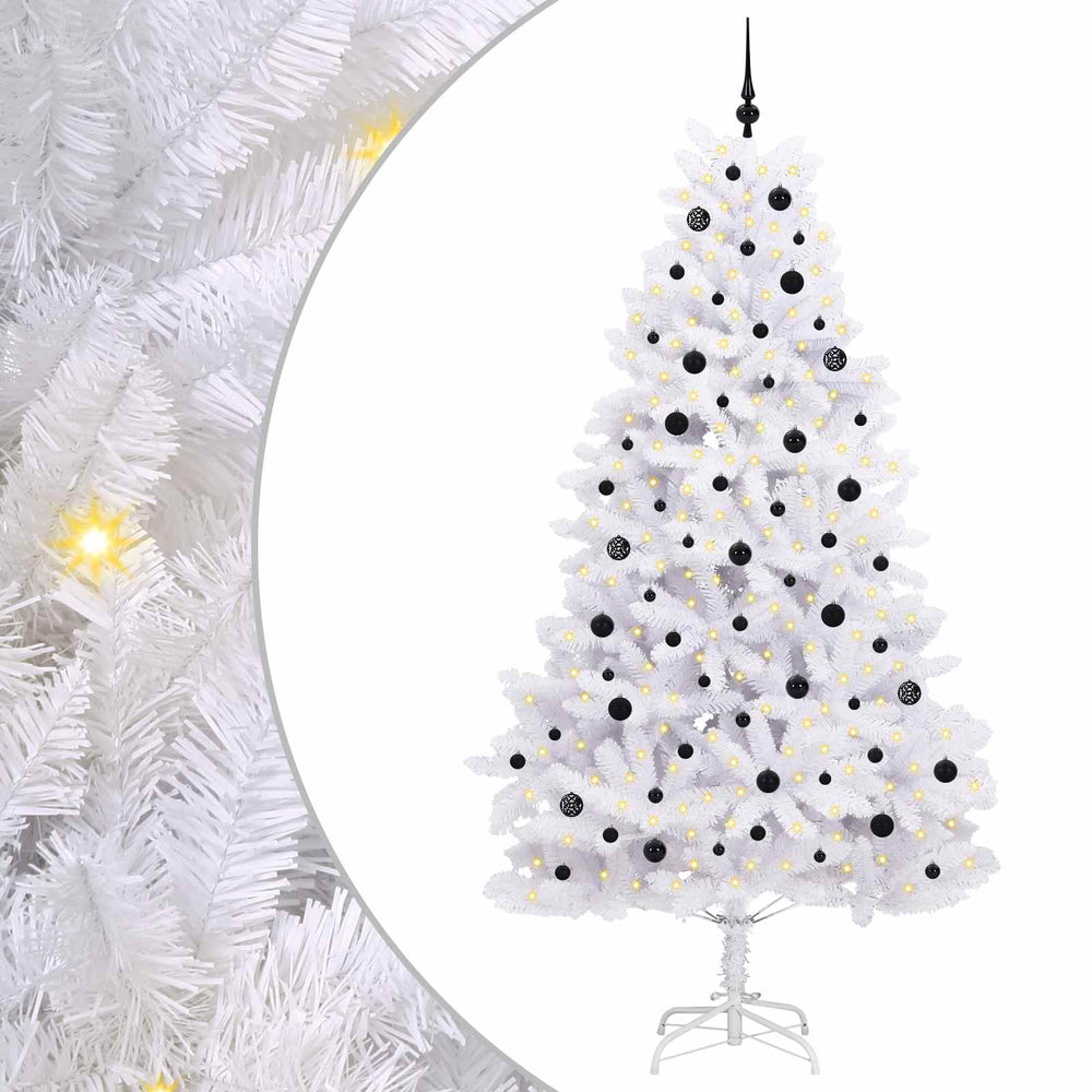 Vidaxl kunstmatige inklapbare kerstboom wit 240 cm pvc en staal