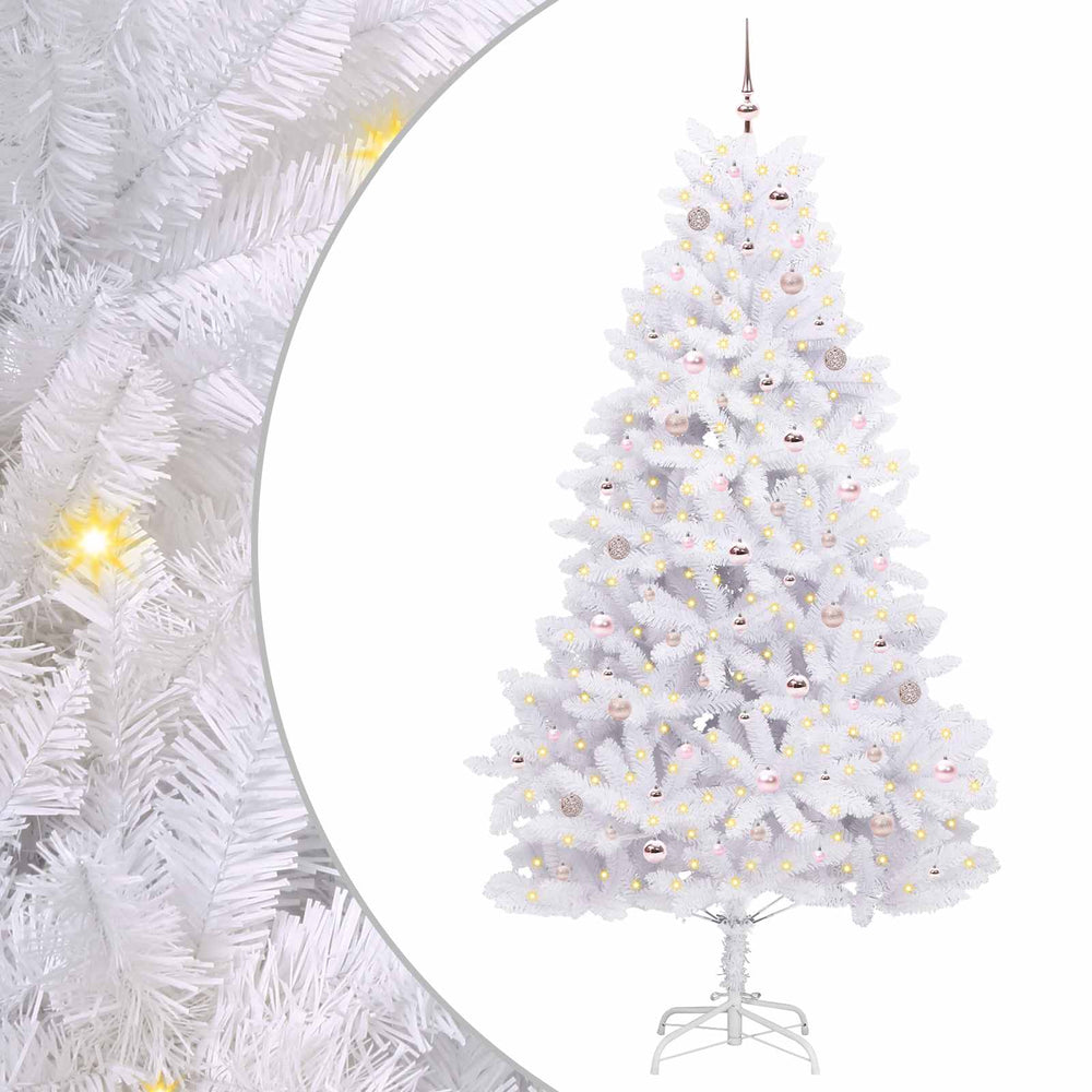 Vidaxl kunstmatige inklapbare kerstboom wit 240 cm pvc en staal