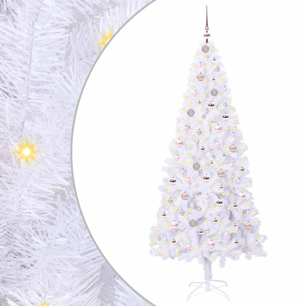 Vidaxl kunstkerstboom met 300 led wit 210 cm pvc en staal