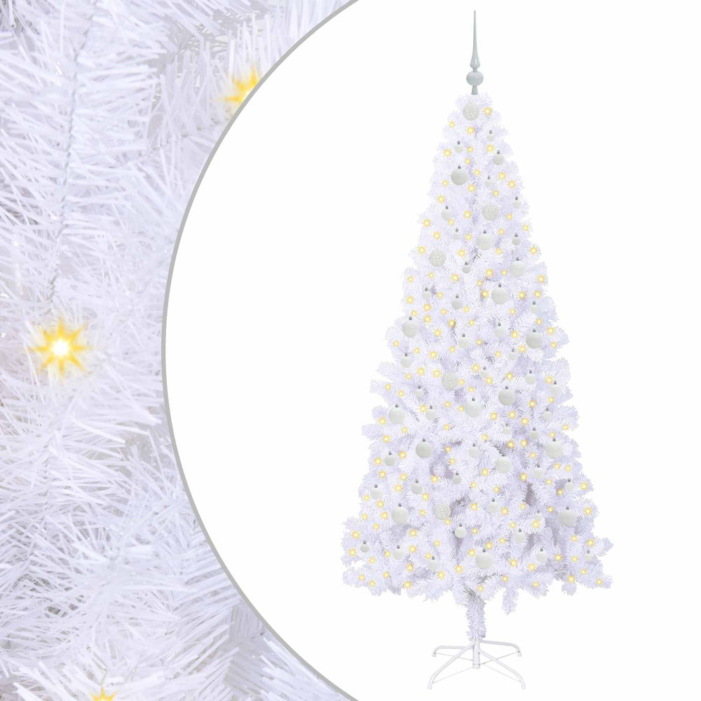 Vidaxl kunstkerstboom met 300 led wit 210 cm pvc en staal