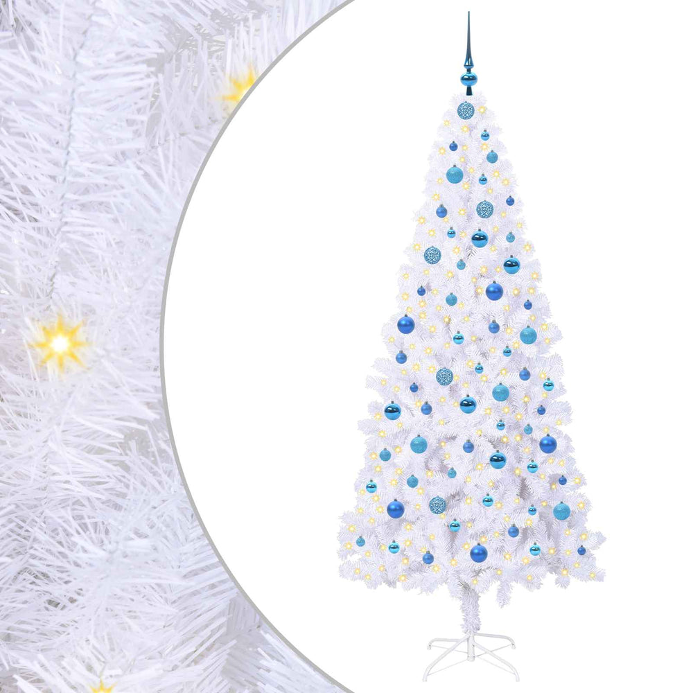 Vidaxl kunstkerstboom met 300 led wit 210 cm pvc en staal