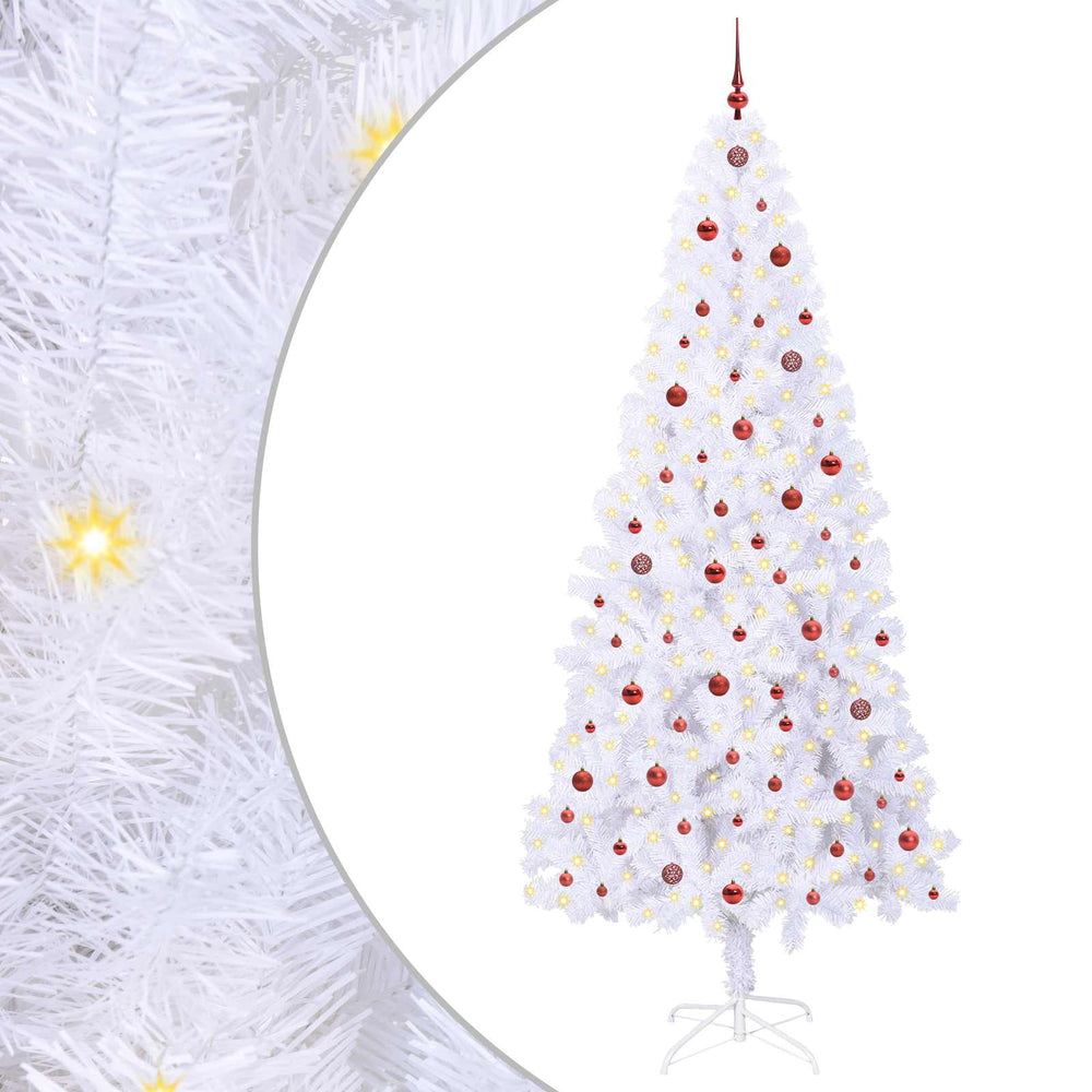 Vidaxl kunstkerstboom met 300 led wit 240 cm pvc en staal