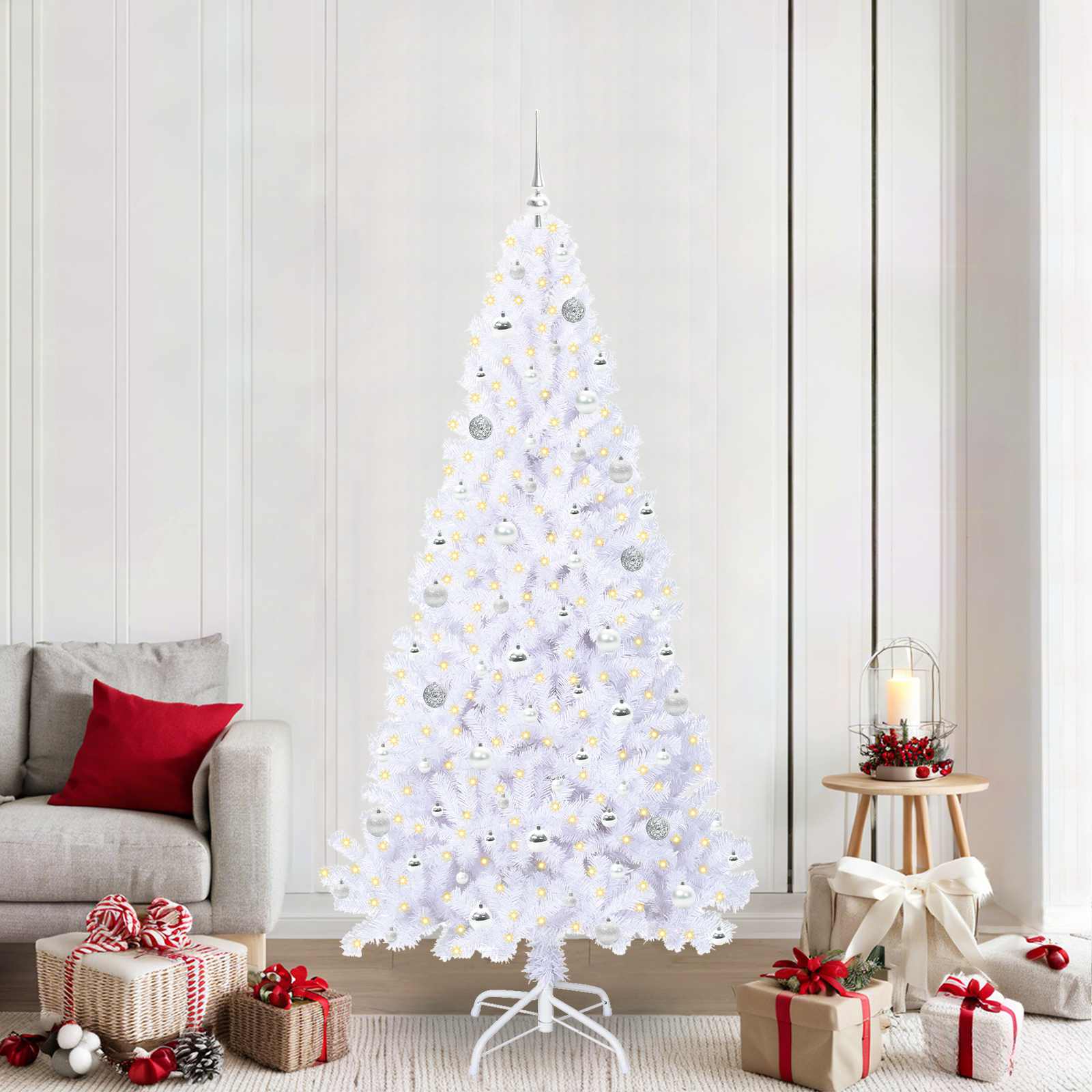 Vidaxl kunstkerstboom met 300 led wit 210 cm pvc en staal